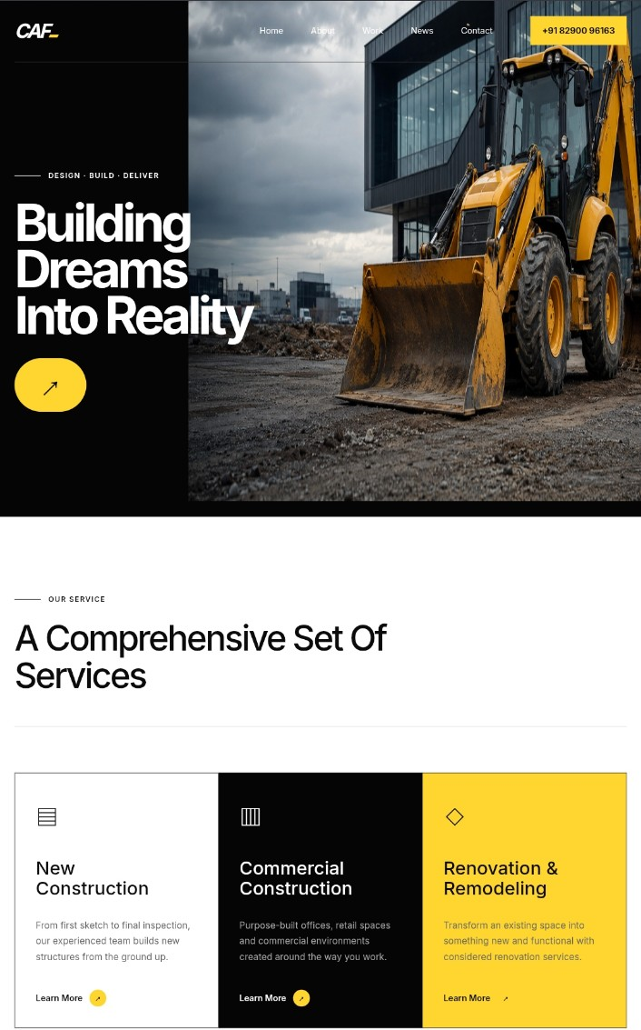 Construction website preview