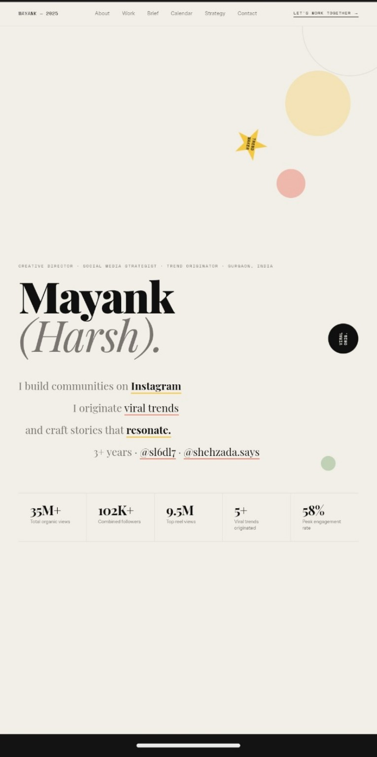 Mayank Harsh website preview