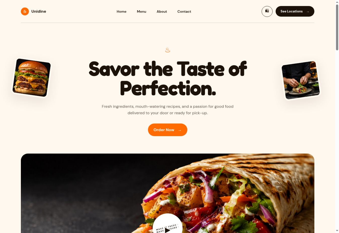 Restaurant website preview
