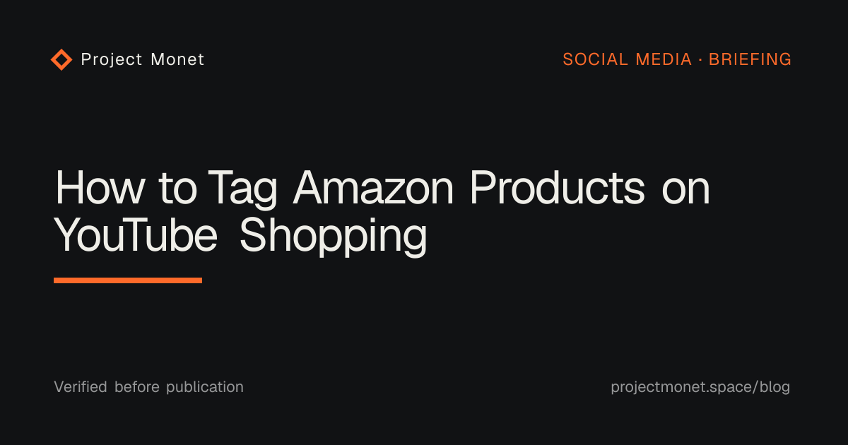 Project Monet step diagram showing a YouTube channel linking to an Amazon affiliate account and native product tags